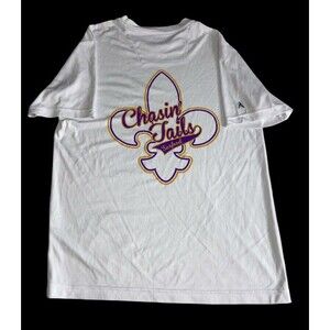 Mardi Gras Tee T-Shirt Men’s Small Chasing Tails Seafood Fish Fleur De Lis White